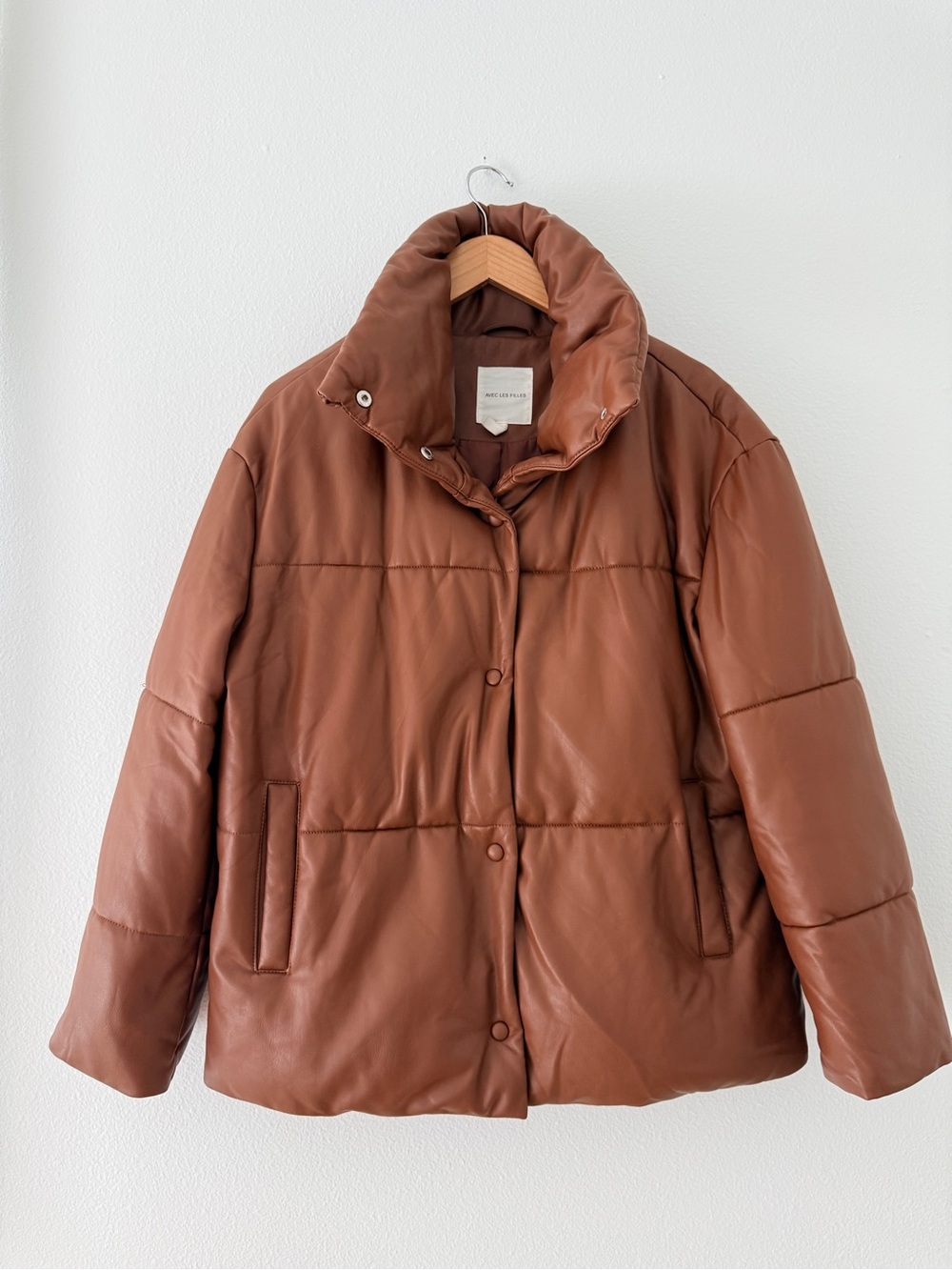 Avec Les Filles Faux Leather Puffer Jacket Size S